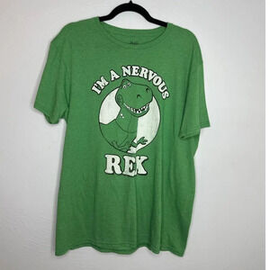 Toy Story "I'm a Nervous Rex" Graphic T-Shirt Size Large Licensed Green  Dino